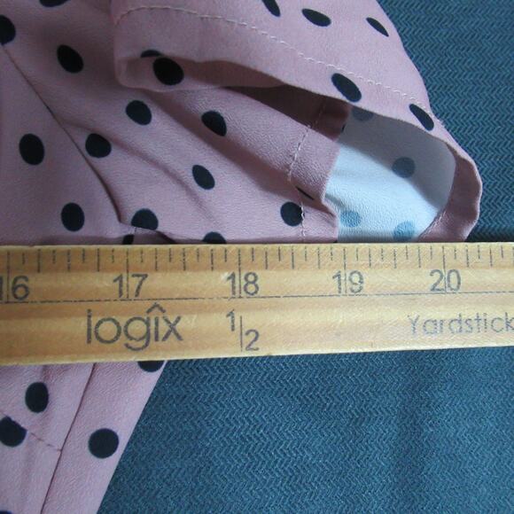Eshakti Dress Womens Large 12 Pink Polka Dot Belted Shirt Preppy Feminine Work - Picture 5 of 7